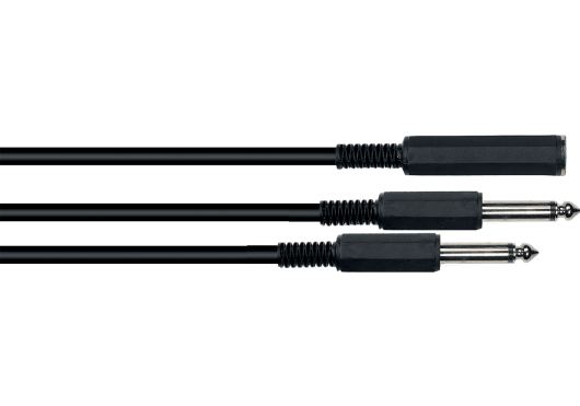 Yellow Cable 2x 6.3MM M. J. - 6.3mm FM. M. J. 5cm