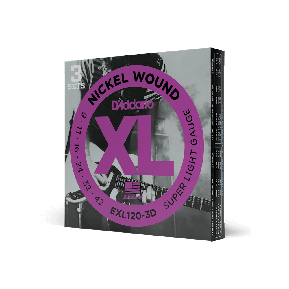 D'Addario EXL120-3D 9-42 3-Pack