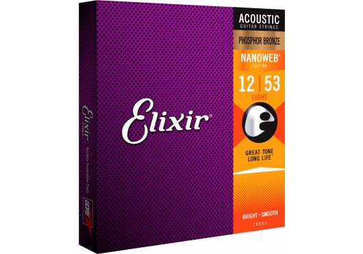 Elixir 16052 Nanoweb Phosphor Bronze 12-53