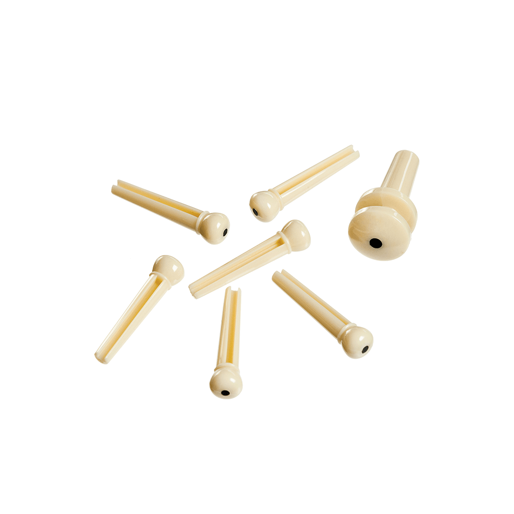D'Addario Plastic Bridge Pins Ivory With Ebony Dot