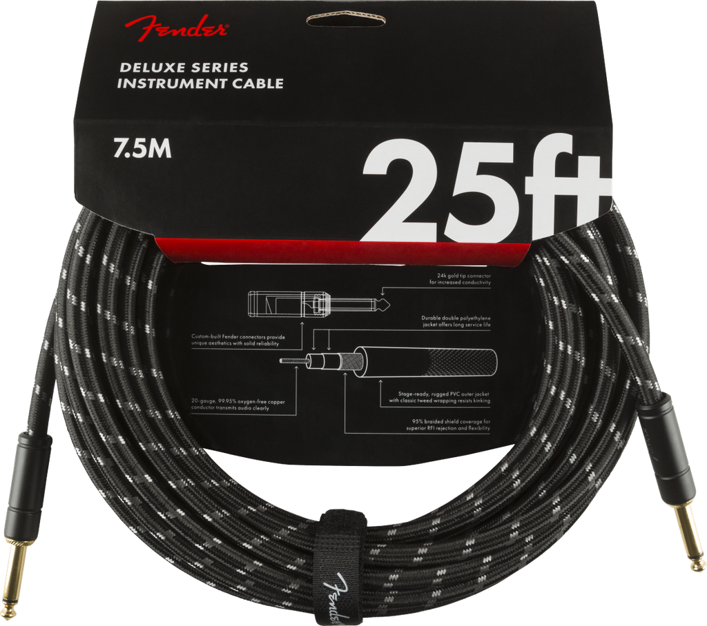 Fender Deluxe Black Tweed Instrument Cable 7.5m