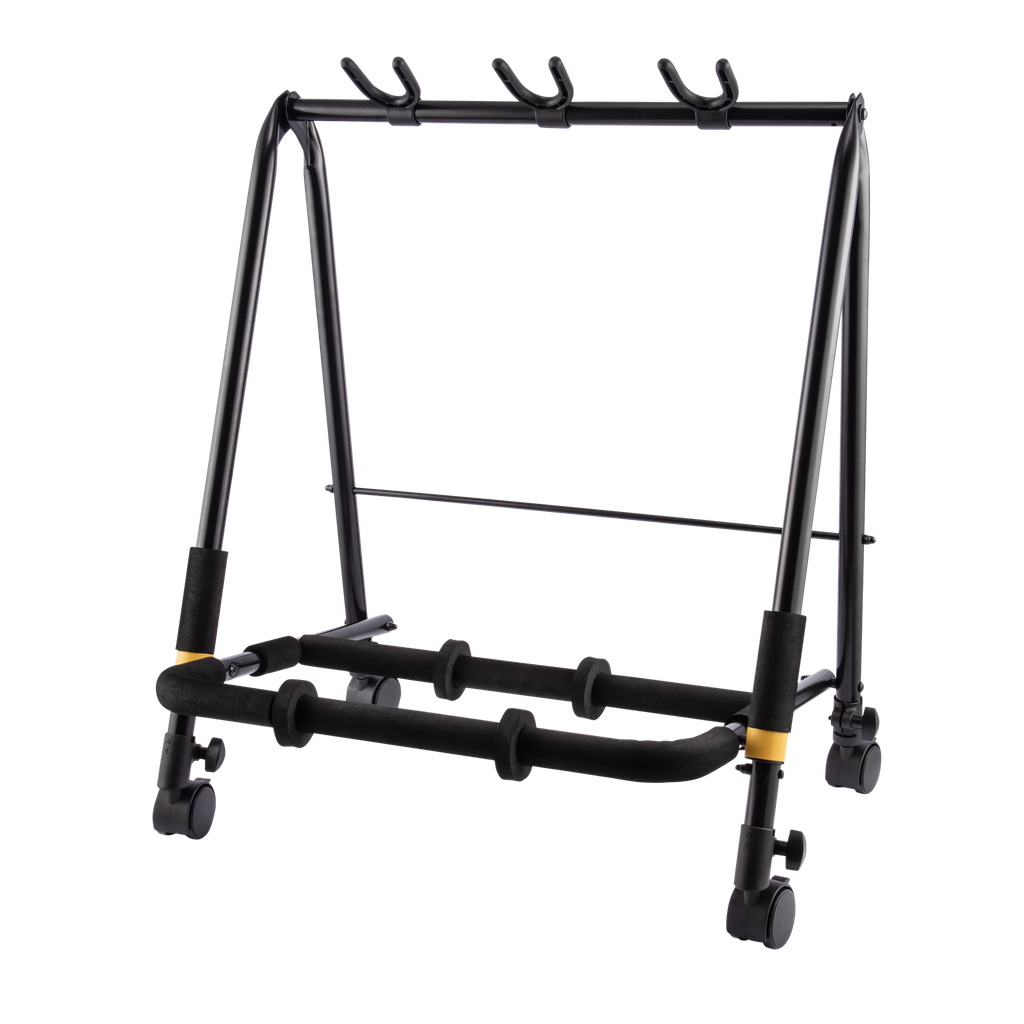 Hercules GS523B+ Foldable Guitar Display Rack For Three Instruments With Casters