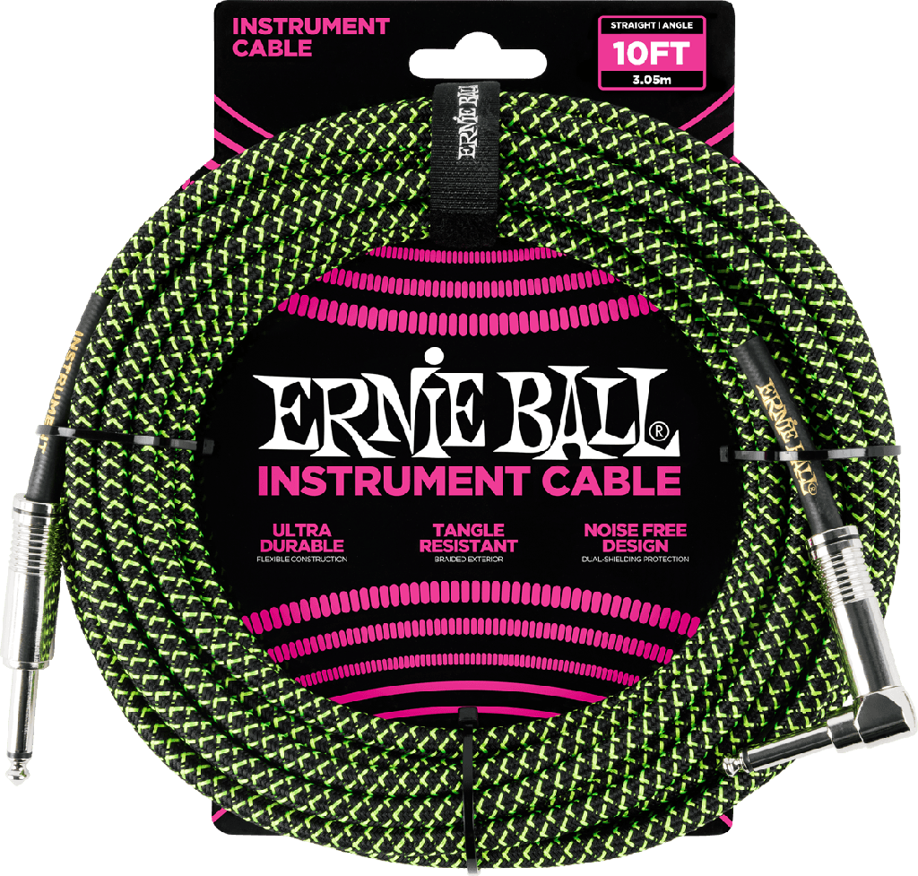 Ernie Ball 6077 Jack Mono Zwart/Groen 3m