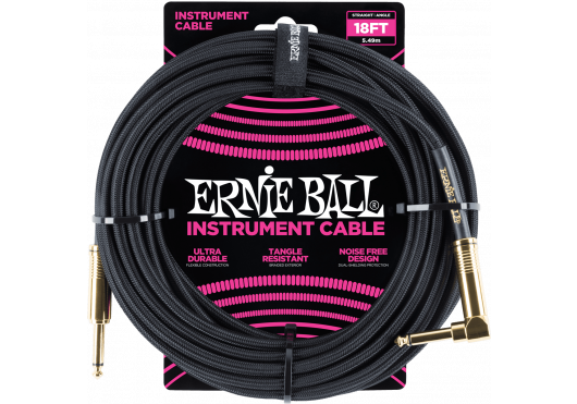 Ernie Ball 6086 Jack/jack haaks 5,5m zwart 