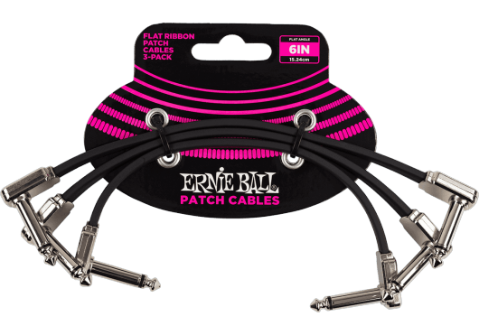 Ernie Ball 6221 Flat Ribbon Patchcable 3-Pack Haak dun & plat 15 cm 