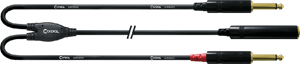 Cordial CFY0.3KPP Y-kabel Stereo Jack Female - 2x Mono Jack Male