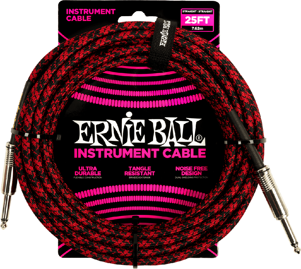 Ernie Ball 6398 Jack Mono Zwart/Rood 7,6m