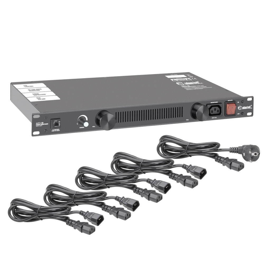 Adam Hall PCL 10 19" Power Strip With Rack Lighting