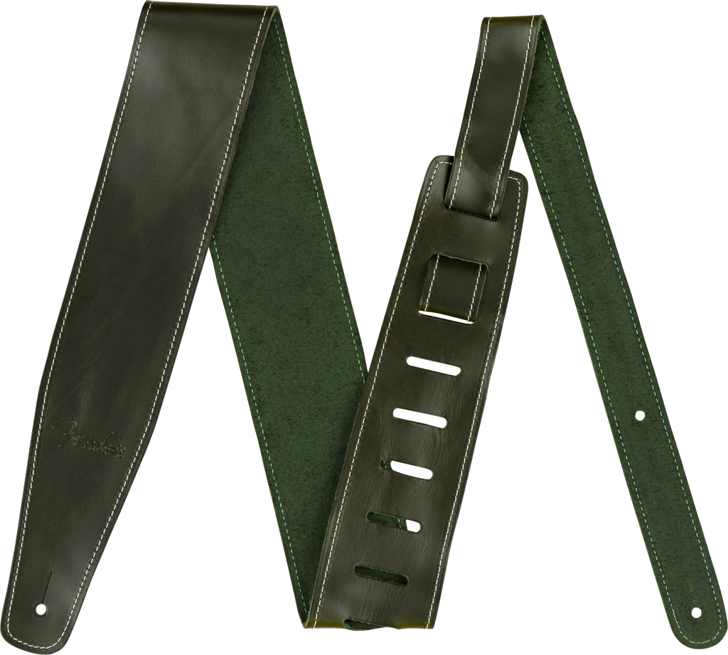 Fender Broken-In Leather Strap Green 2.5"