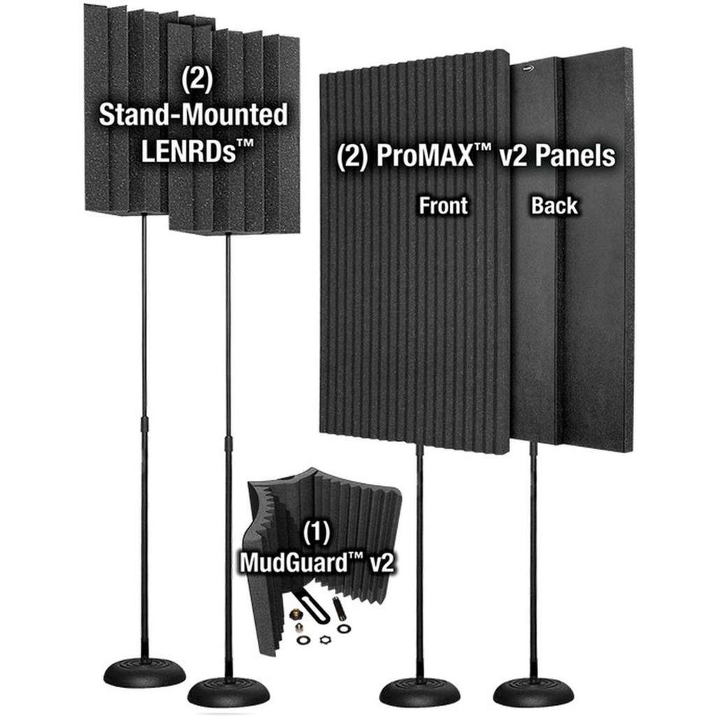 Auralex VoxMax Portable Kit 2-ProMax V2 1-Mudguard V2 2-Stand Mount LENRD