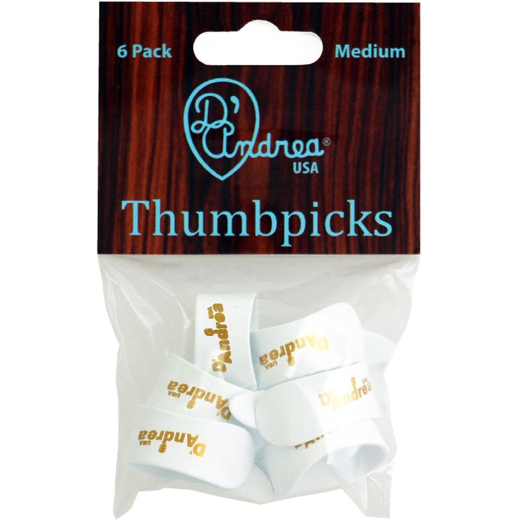 D'Andrea Medium Thumb Picks White - 6PC