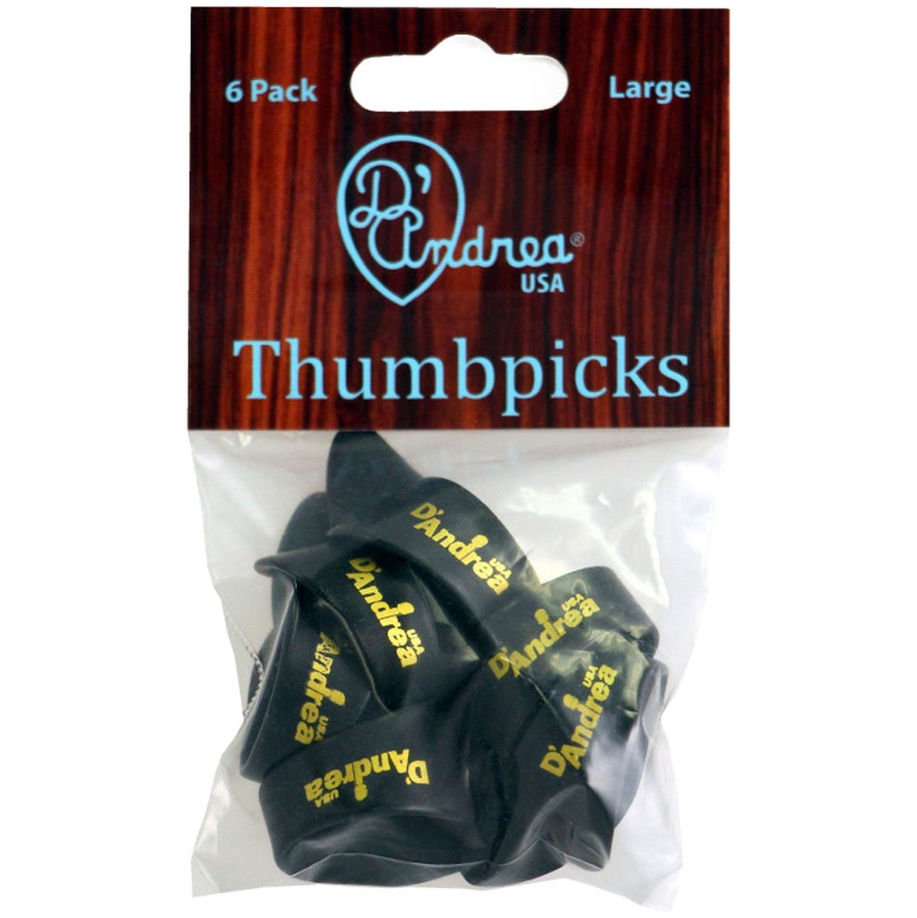 D'Andrea Large Thumb Picks Black - 6PC