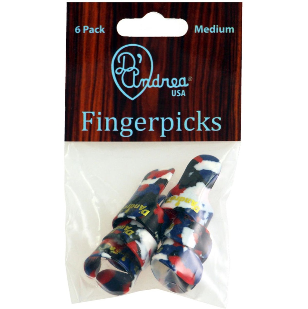 D'Andrea Medium Finger Picks Multi - 6PC