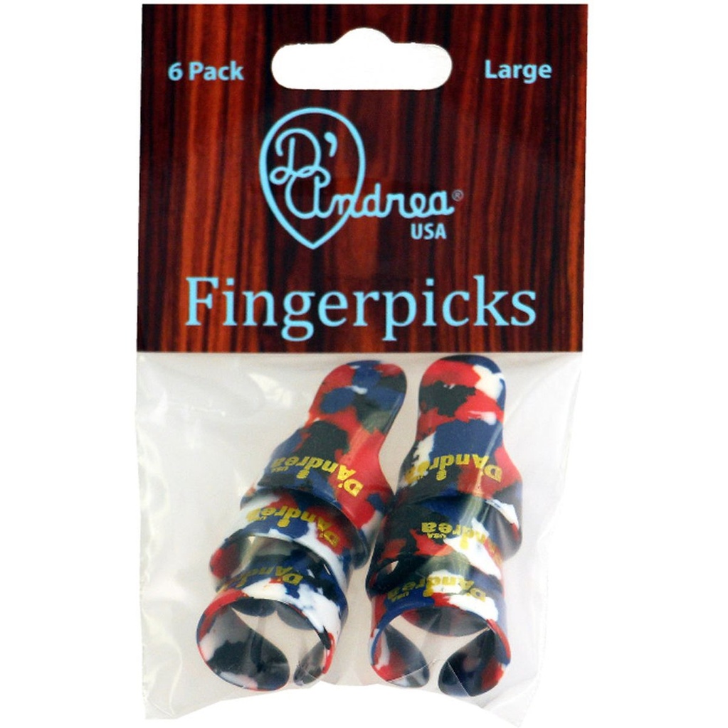 D'Andrea Large Finger Picks Multi - 6PC