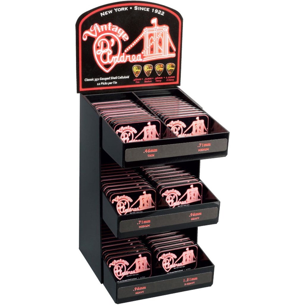 D'Andrea Shell Celluloid Tin Box Display - 60 Tins