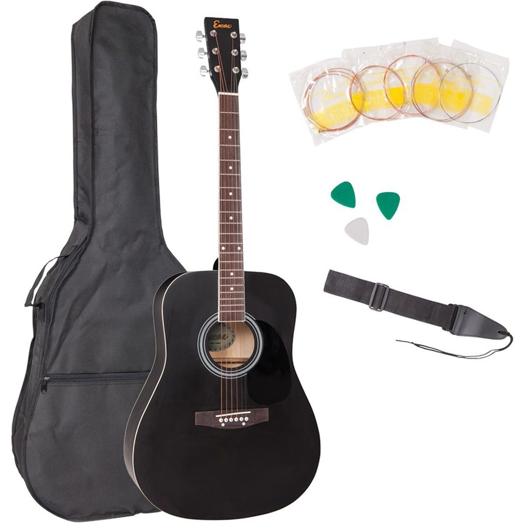 Encore Acoustic Guitar Outfit - Black