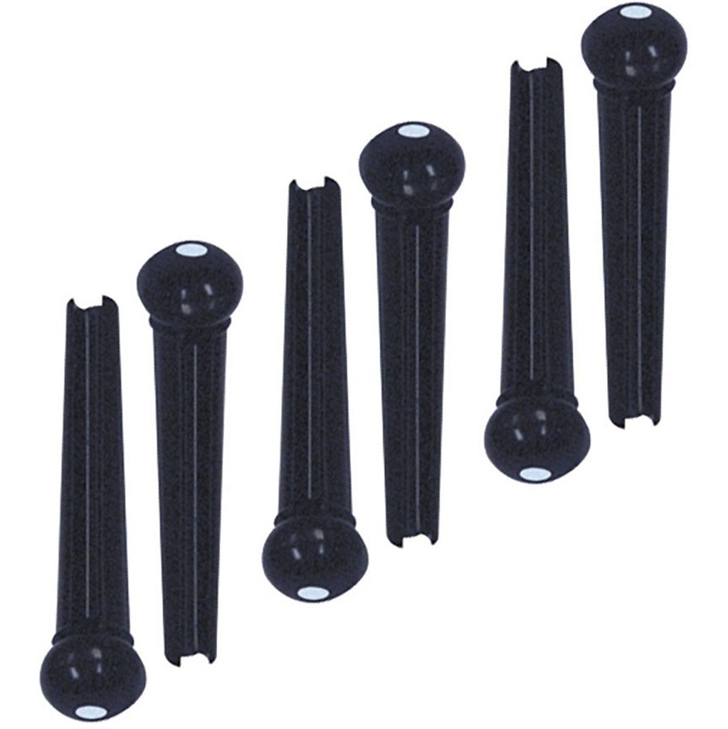Guitar Tech Bridge Pins-BLKWH-SET6-BP6BK