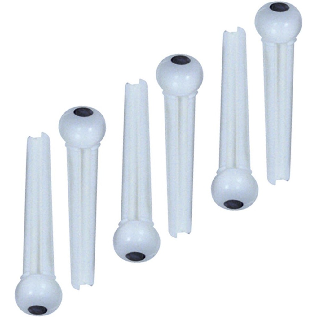 Guitar Tech Bridge Pins-WHBLK-SET6-BP6WH