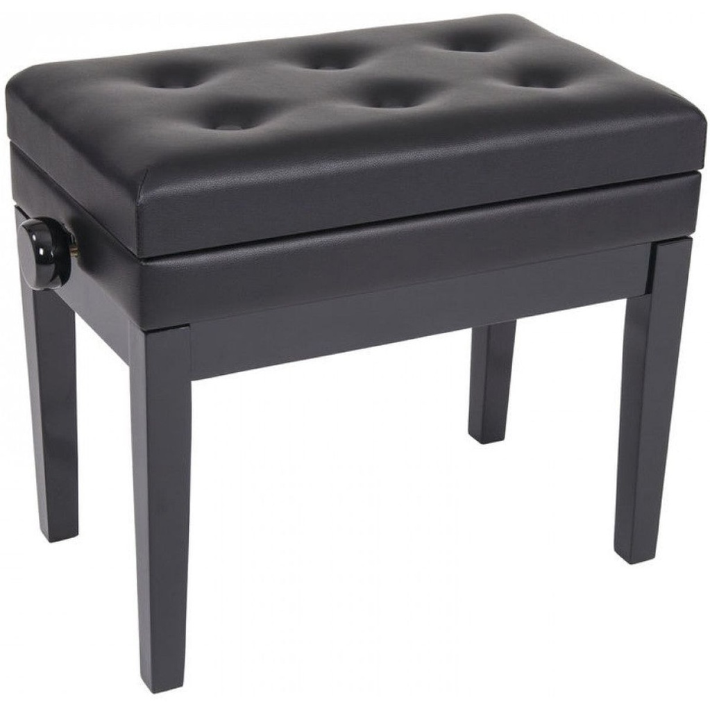 Kinsman Deluxe Adjustable Piano Bench - w/ Storage - Satin Black
