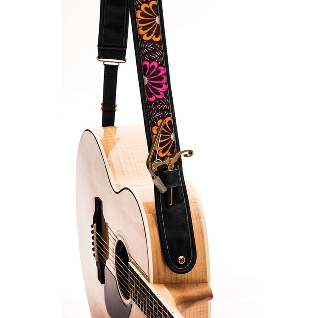 Kyser Guitar Strap - Neon Bloom Black