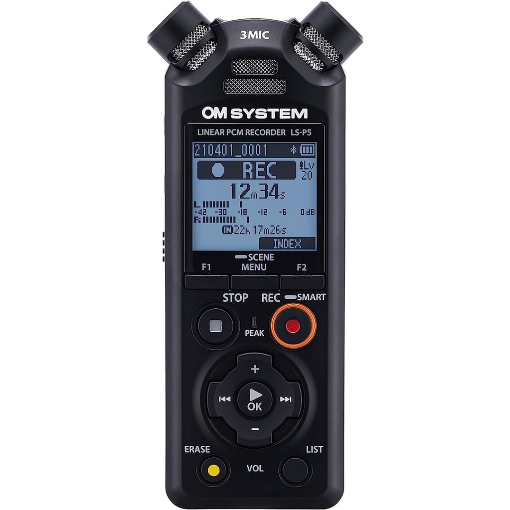 OM SYSTEM LS-P5 Linear PCM Recorder w/ Rechargeable NiMH Batteries And USB Cable
