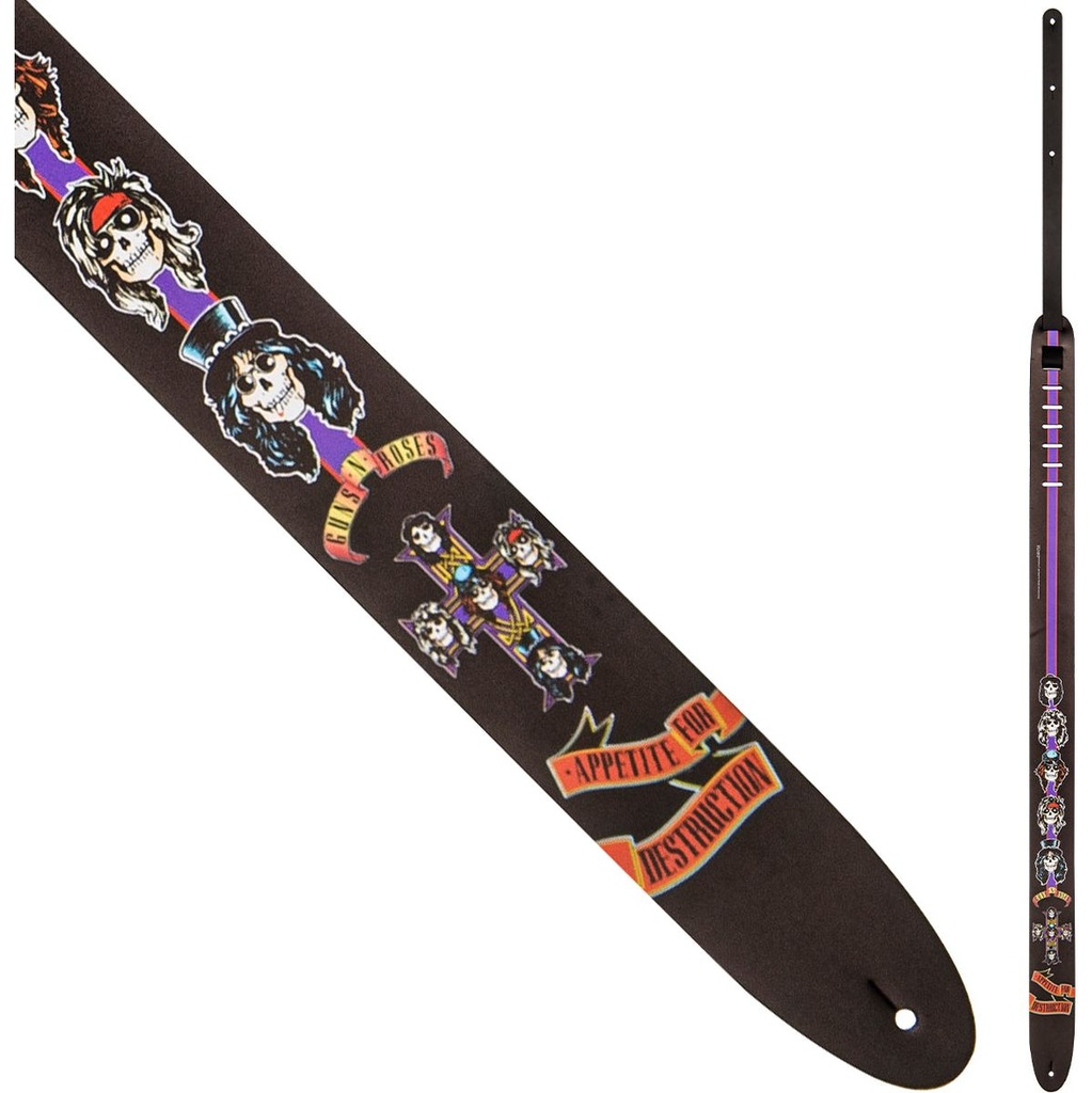 Perris 11008 2.5 Guns And Roses Appetite For Destruction Leather Guitar Strap