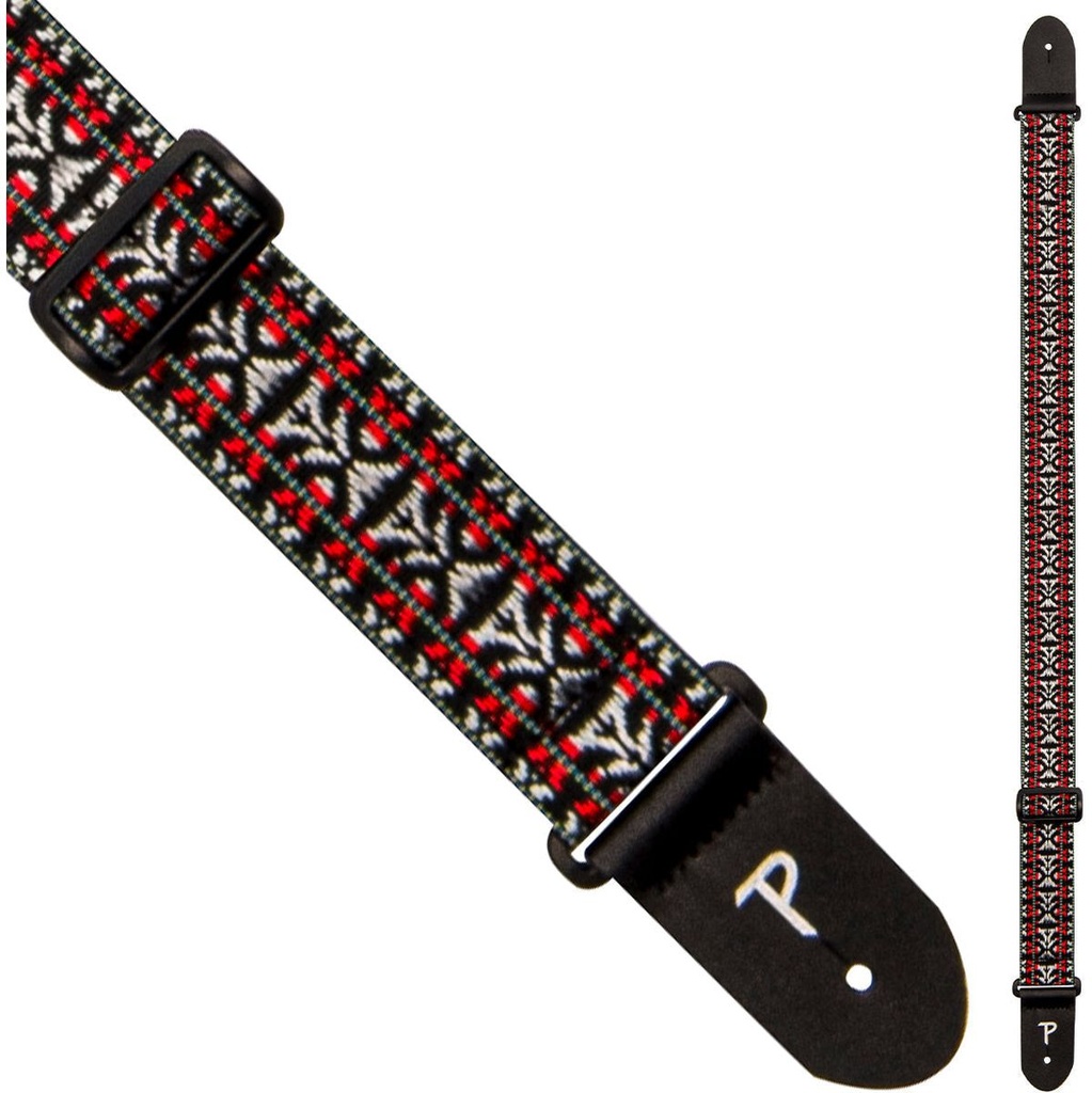 Perris 287 2 Retro Hootenanny Poly Guitar Strap Silver Red