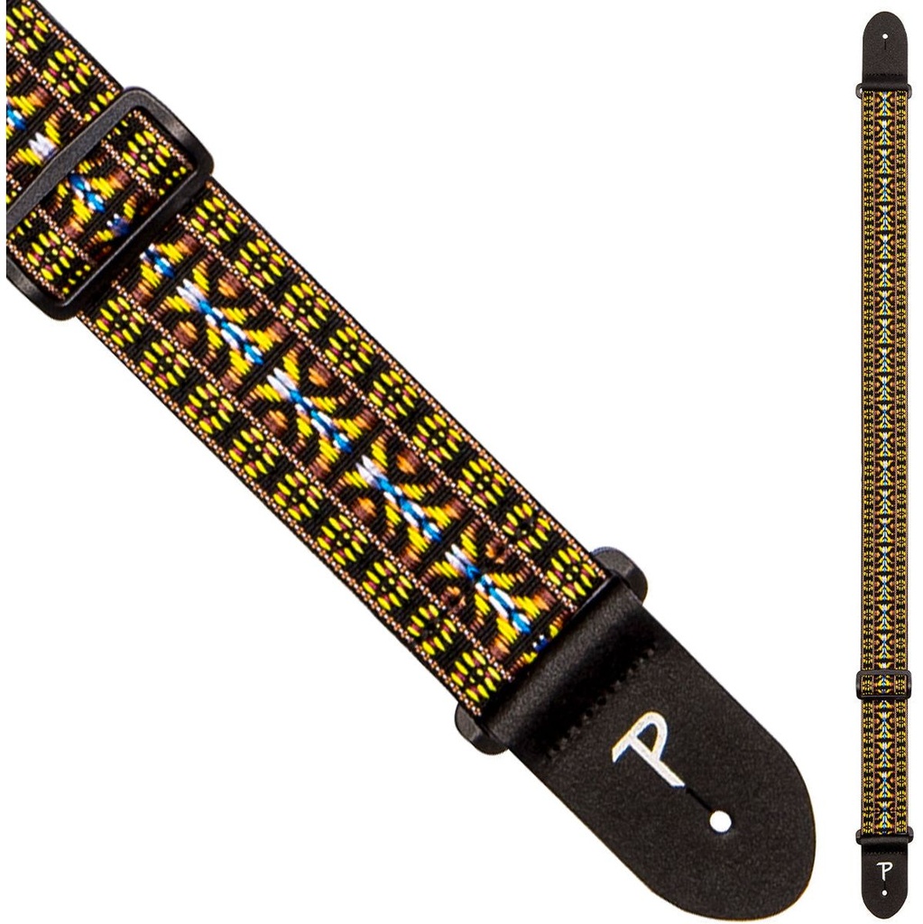 Perris 2079 2 Retro Hootenanny Poly Guitar Strap Yellow Brown