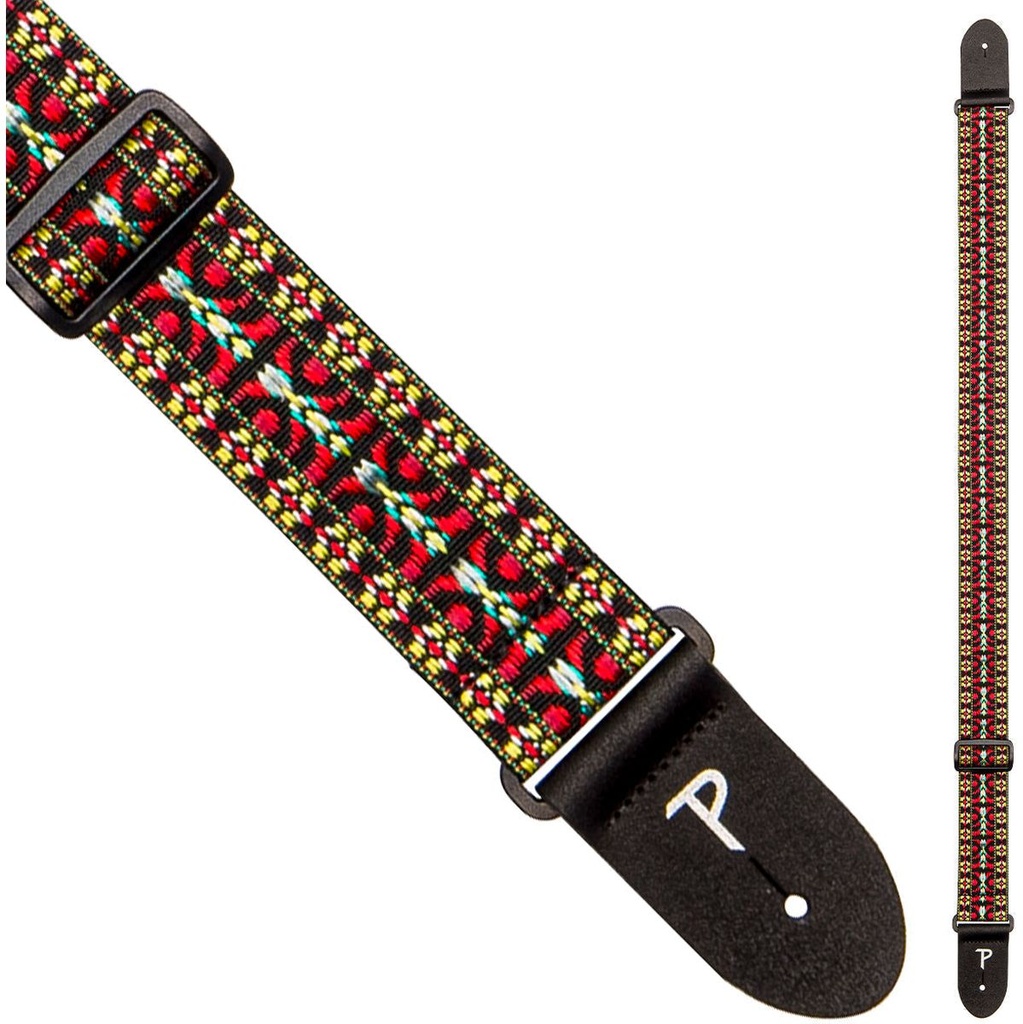 Perris 288 2 Retro Hootenanny Poly Guitar Strap Yellow Red