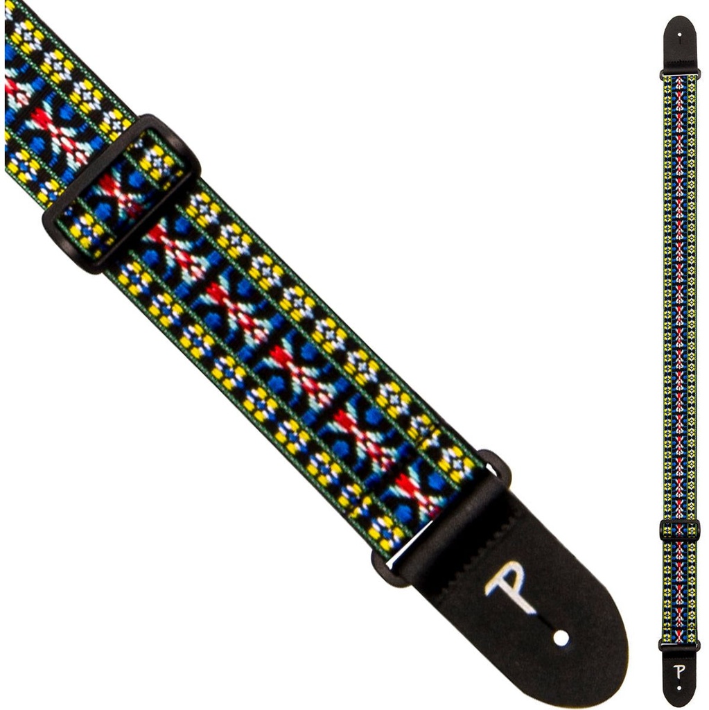Perris 285 2 Retro Hootenanny Poly Guitar Strap Blue Yellow Red