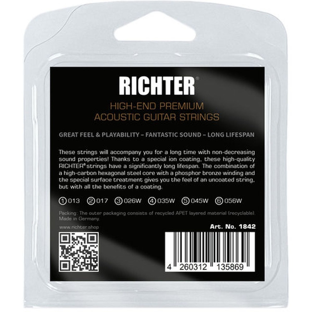 Richter Acoustic Guitar Strings 6 String Medium Gauge 013 - 056