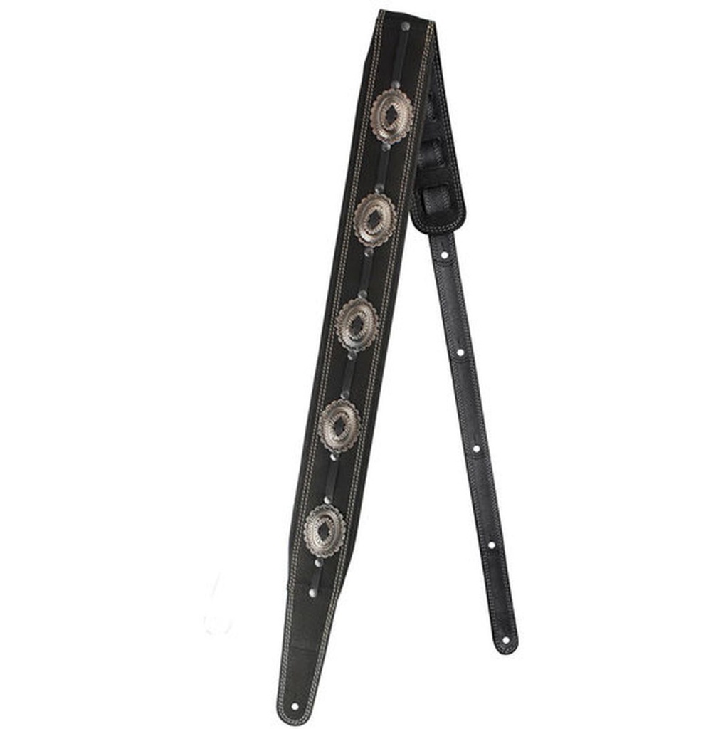 Richter Springbreak I Concho Guitar Strap Black / Old Nickel