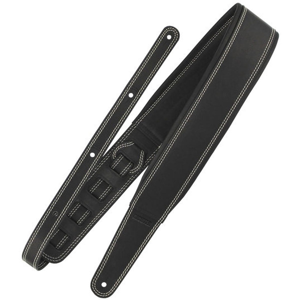 Richter Springbreak I Nappa Guitar Strap Black / White Stitches