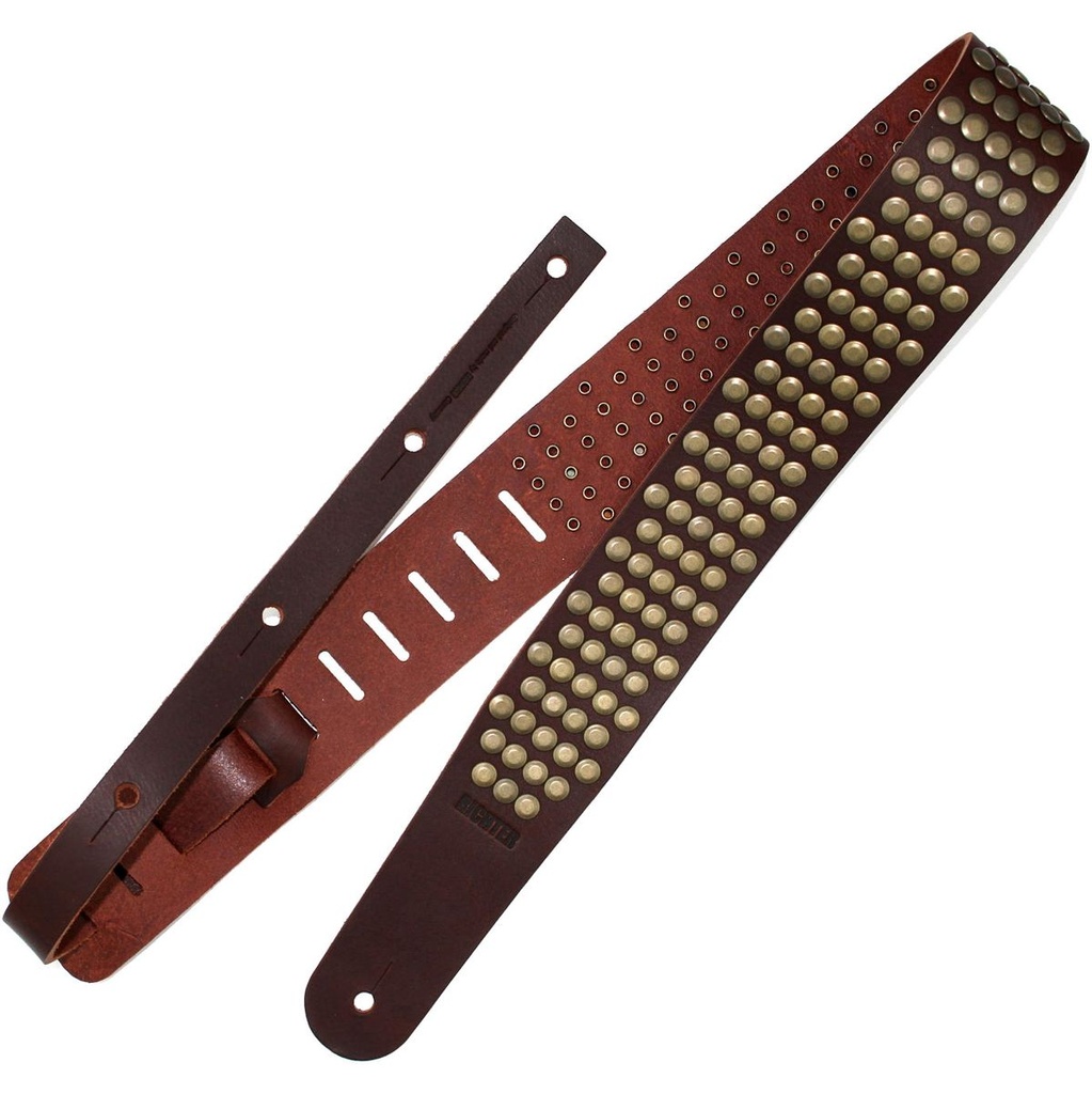 Richter Raw II Rivet Guitar Strap Brown / Old Gold