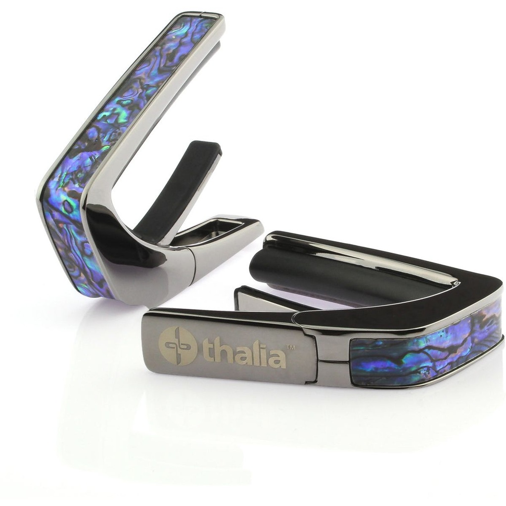 Thalia Capos Black Chrome Finish Capo w/ Blue Abalone Inlay