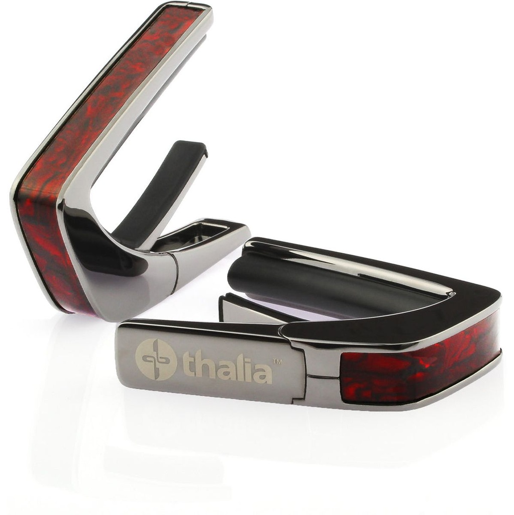 Thalia Capos Black Chrome Finish Capo w/ Crimson Paua Inlay