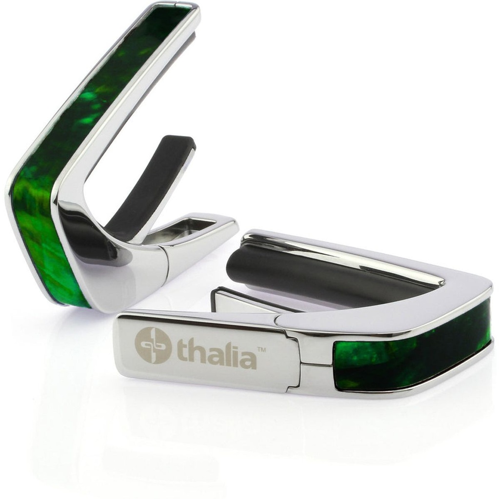 Thalia Capos Chrome Finish Capo w/ Green Angel Wing Inlay