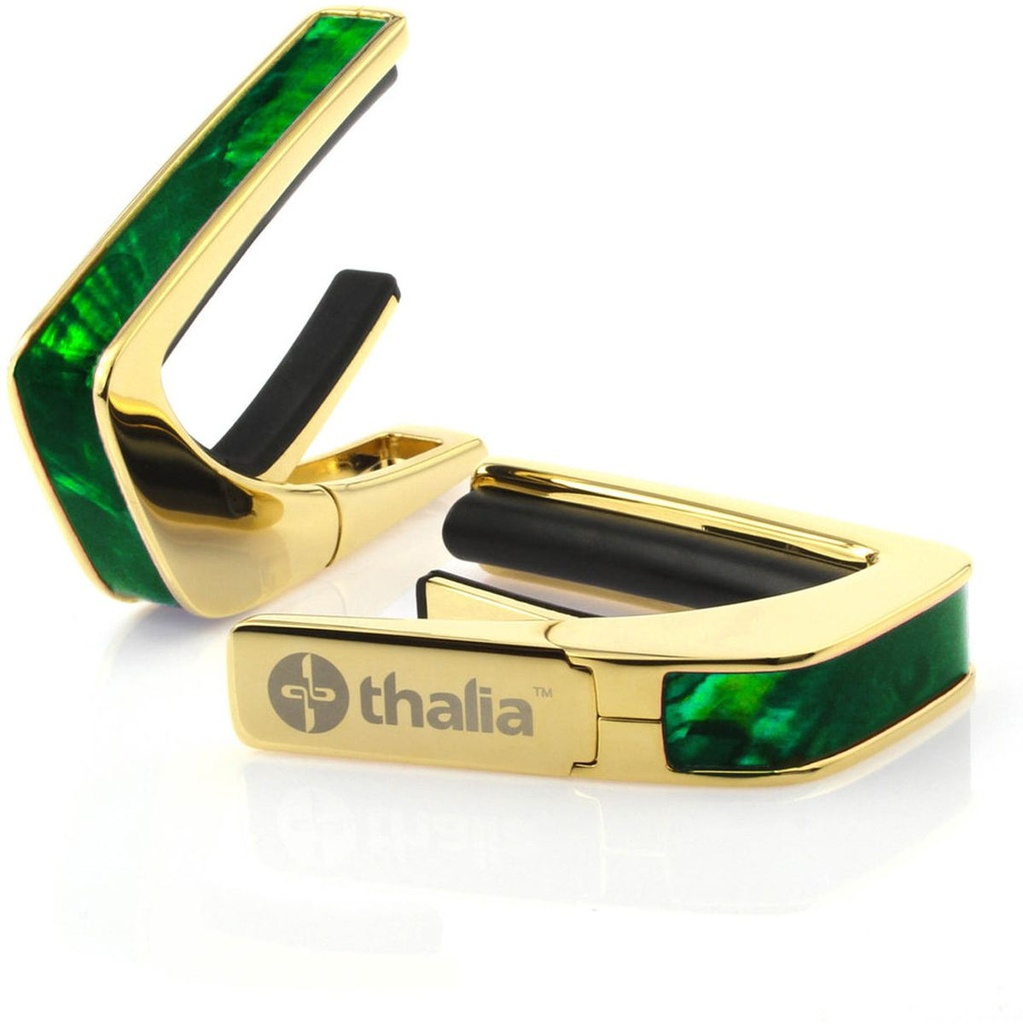 Thalia Capos 24K Gold Finish Capo w/ Green Angel Wing Inlay