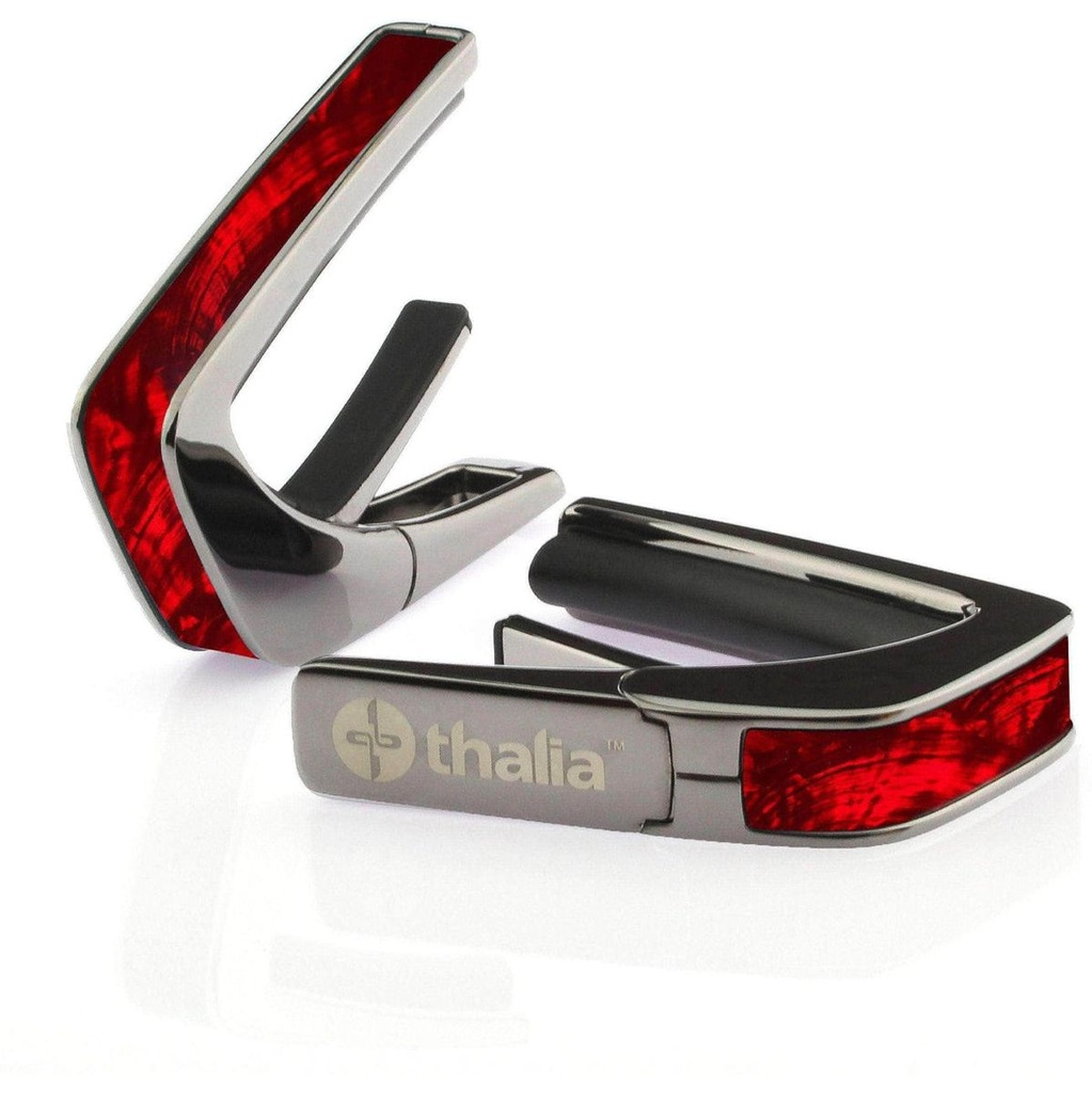 Thalia Capos Black Chrome Finish Capo w/ Red Angel Wing Inlay