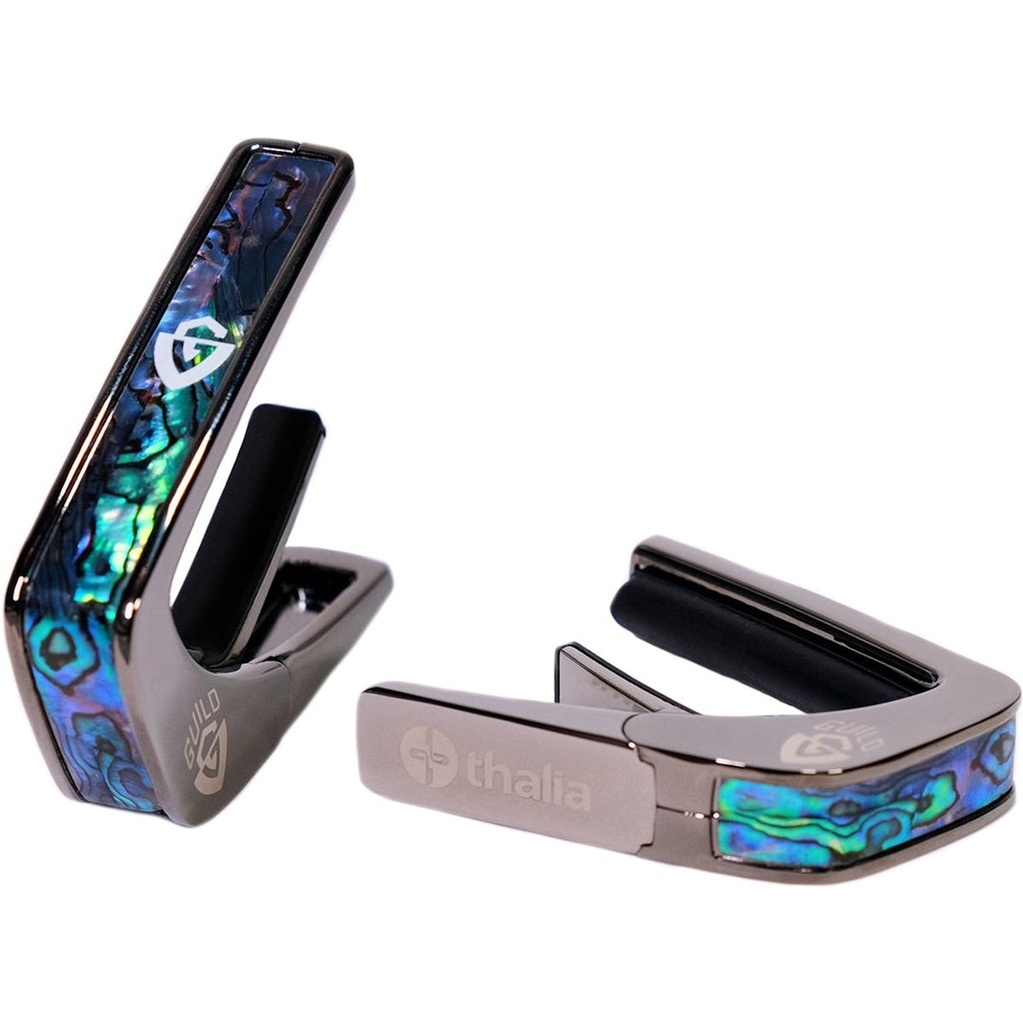 Thalia Capos Guild Black Chrome Finish Capo - Blue Abalone w/ G Shield