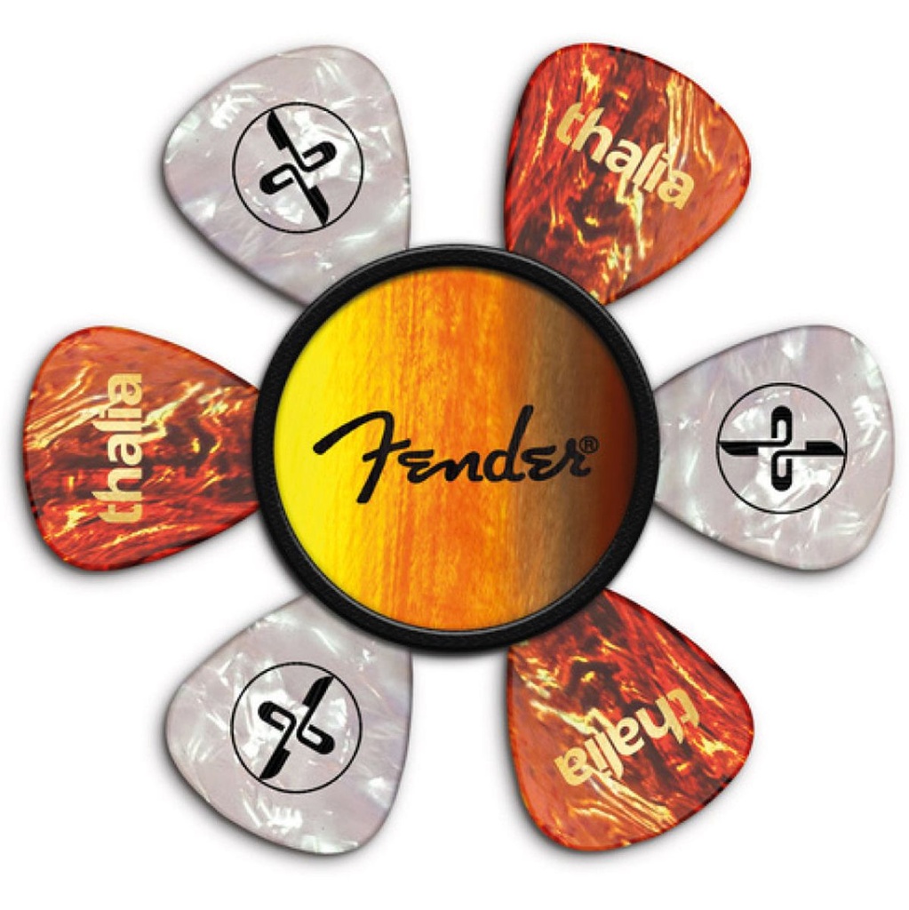 Thalia Capos Fender Pick Puck - Sunburst - Black Spaghetti Logo