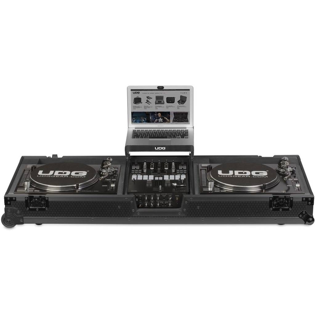 UDG Ultimate Flight Case Set PLX9/SL1200 Blk MK2 Plus (Laptop Shelf+Wheels)