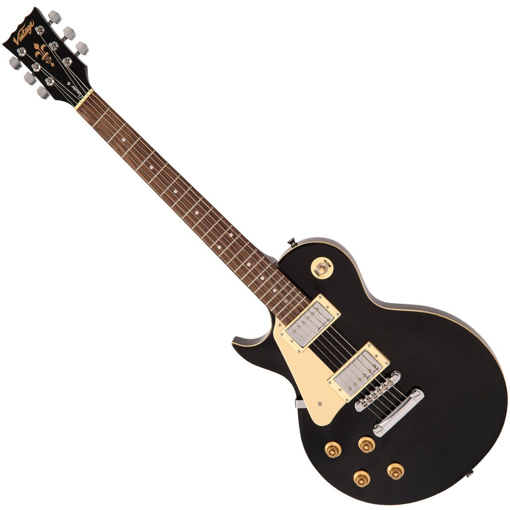 Vintage V10 Coaster Series Left Handed Electric Guitar - Gloss Black