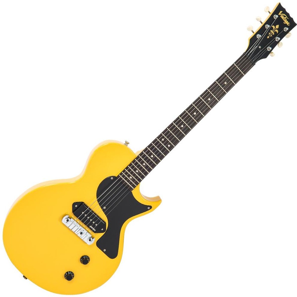 Vintage V120 Electric Guitar-Single Cut - TV Yellow