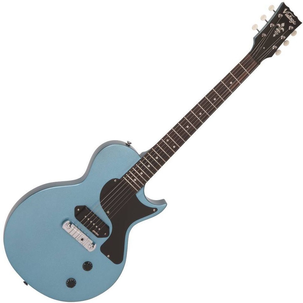 Vintage V120 Electric Guitar-Single Cut - Gun Hill Blue