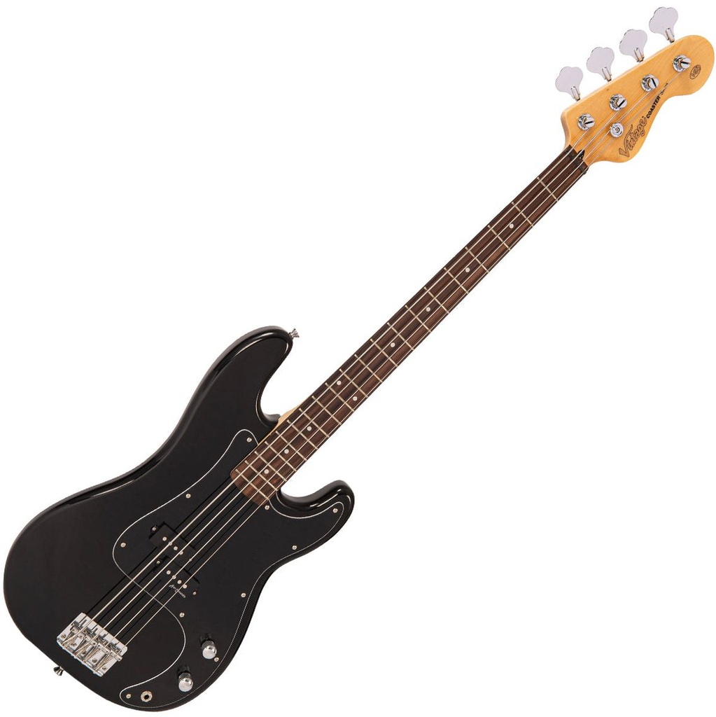 Vintage V40 Coaster Series Bass Guitar - Gloss Black