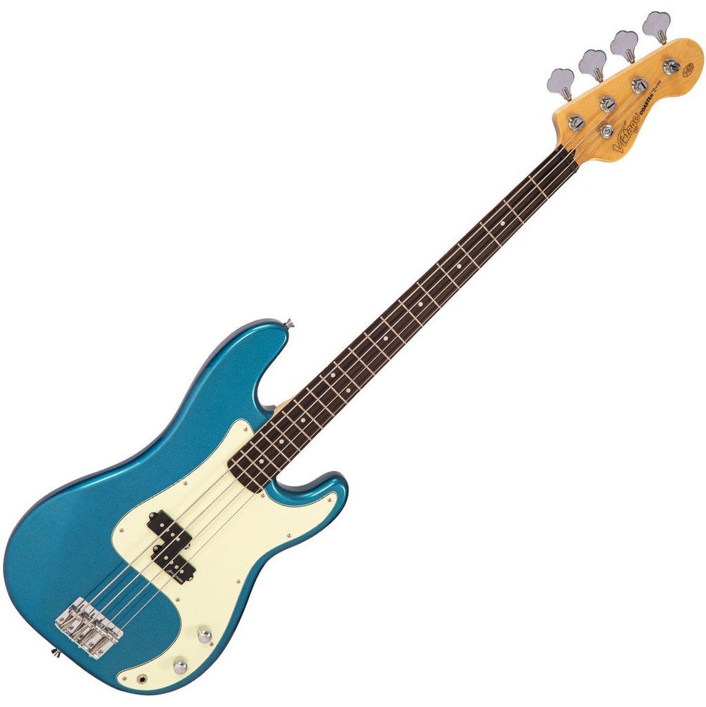 Vintage V40 Coaster Series Bass Guitar - Candy Apple Blue