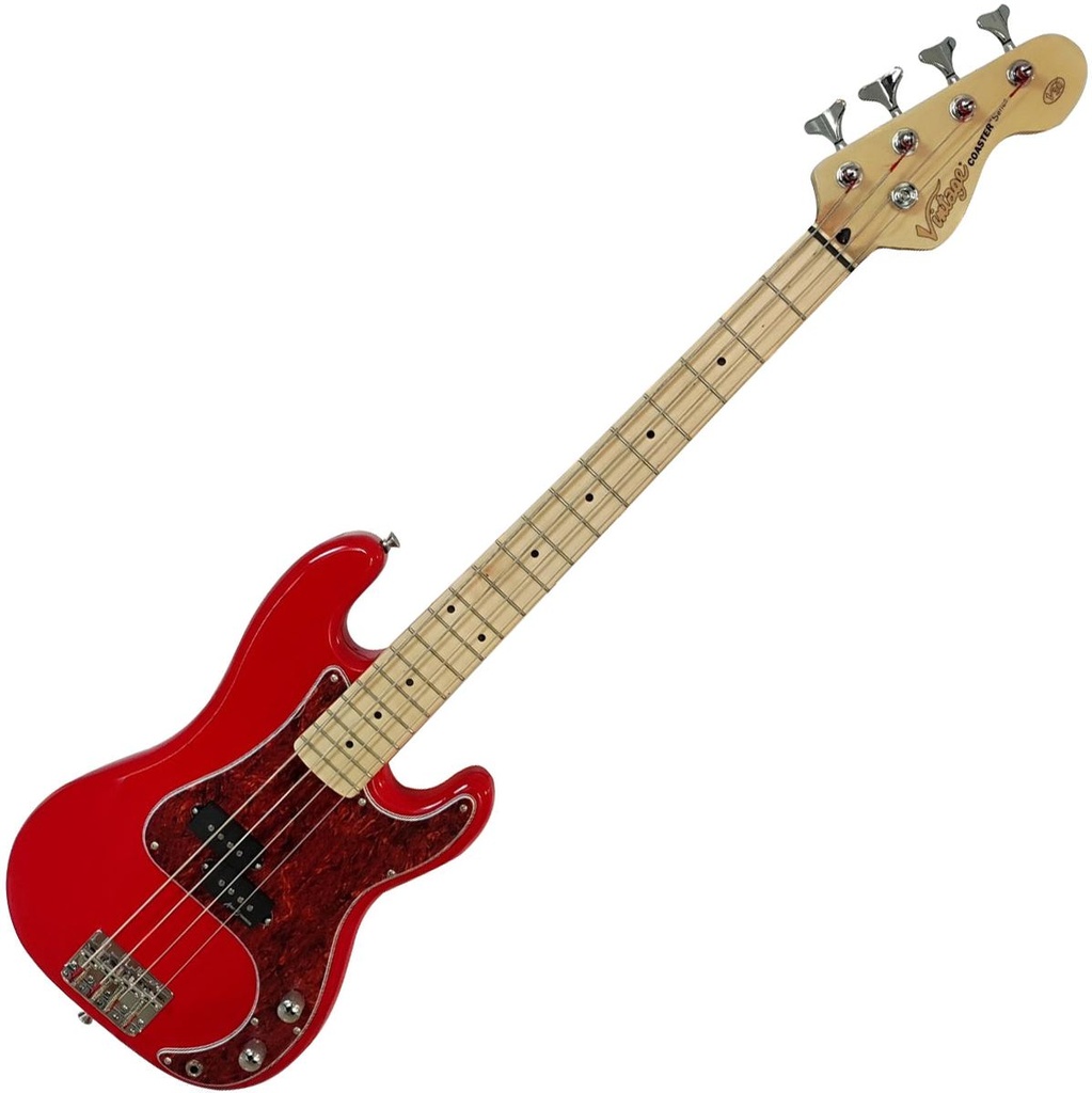 Vintage V30 Coaster Series 78 Bass Guitar - Gloss Red