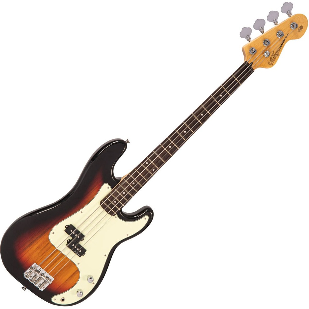 Vintage V40 Coaster Series Bass Guitar - 3 Tone Sunburst