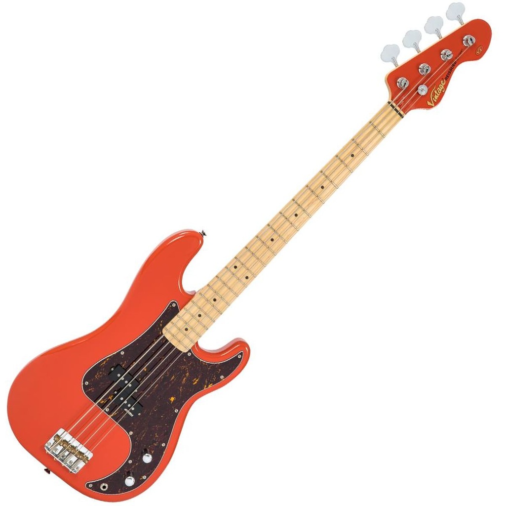 Vintage V4 Bass-Maple FB - Firenza Red